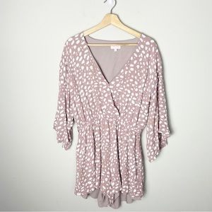 Pink Lily Mauve and White Polka Dot Romper